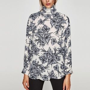 Zara black and white floral tunic